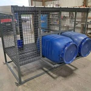 Small 2-Bay Dog Kennel with Barrel Dog Houses